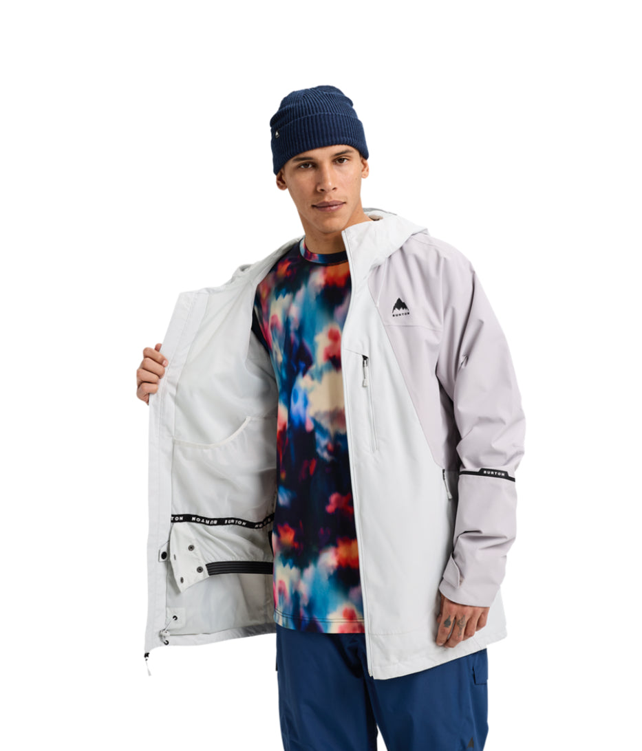 Burton Mens Reserve 2L Jacket Gray Cloud/White Lavender