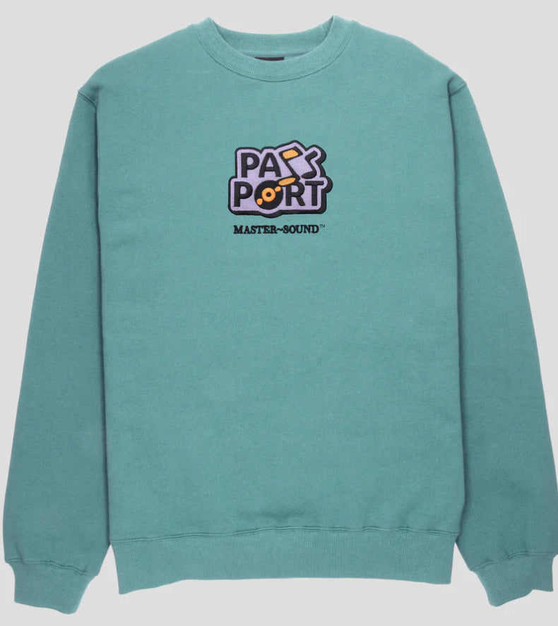 PASS~PORT Master~Sound Embroidered Sweater Washed Out Teal