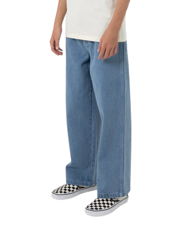 Santa Cruz Youth Yelling Stack Baggy Denim Jeans Mid Blue
