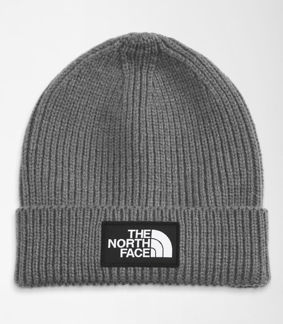 North Face Kids Logo Box Cuffed Beanie Medium Gray Heather