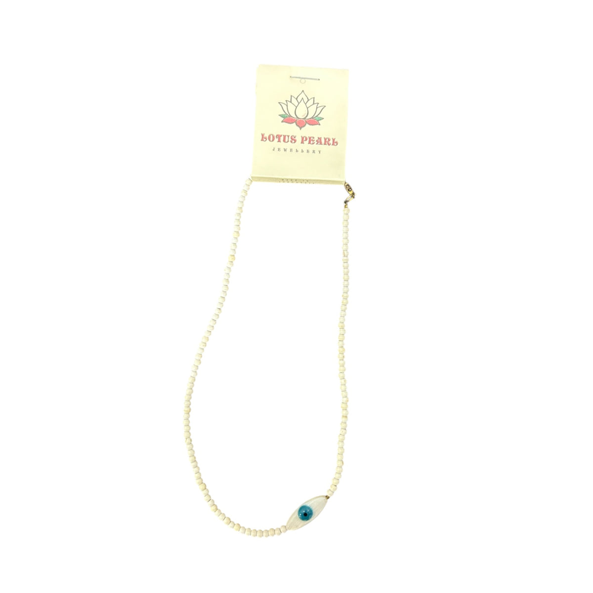 Lotus Pearl Evil Eye Charm Necklace
