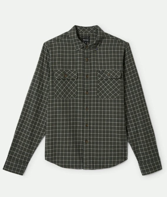Brixton Bowery L/S Ultra Soft Flannel Ivy Green/White Cap