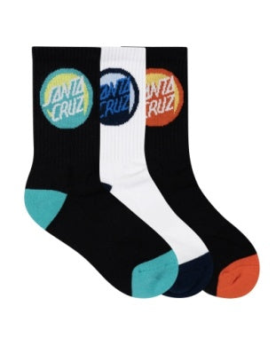 Santa Cruz Boys Bold Shadow Dot Crew Socks Black/White/Grey Marle