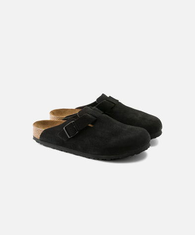 Birkenstock Boston Black Suede Leather Clog