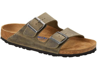 Birkenstock Arizona Faded Khaki Oiled Leather Soft Footbed Sandals