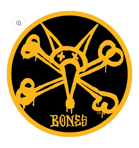 Bones Vato Rat Sticker Round Yellow Black 5”