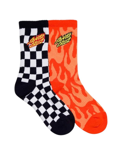 Santa Cruz Boys Flaming Stack Crew Sock 2 Pack