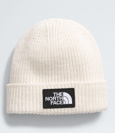 North Face Kids Logo Box Cuffed Beanie White Dune