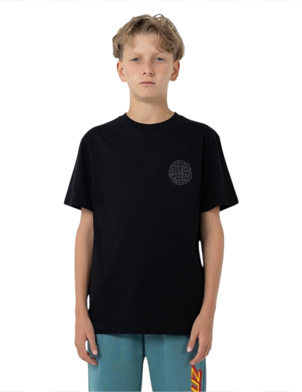 Santa Cruz Youth Check Waste Dot Mono Reflect Short Sleeve Tee Black