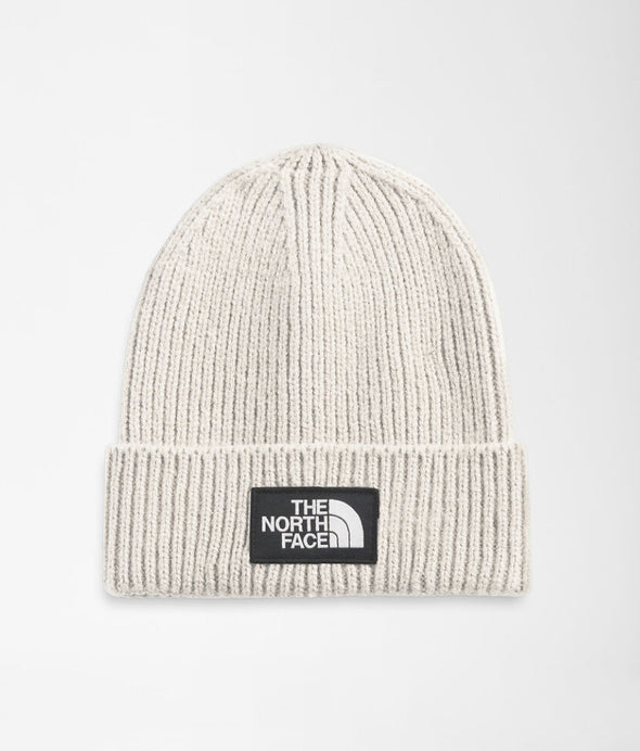 The North Face Logo Box Cuffed Beanie Gardenia White