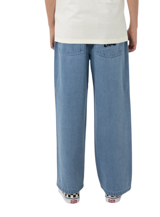 Santa Cruz Youth Yelling Stack Baggy Denim Jeans Mid Blue