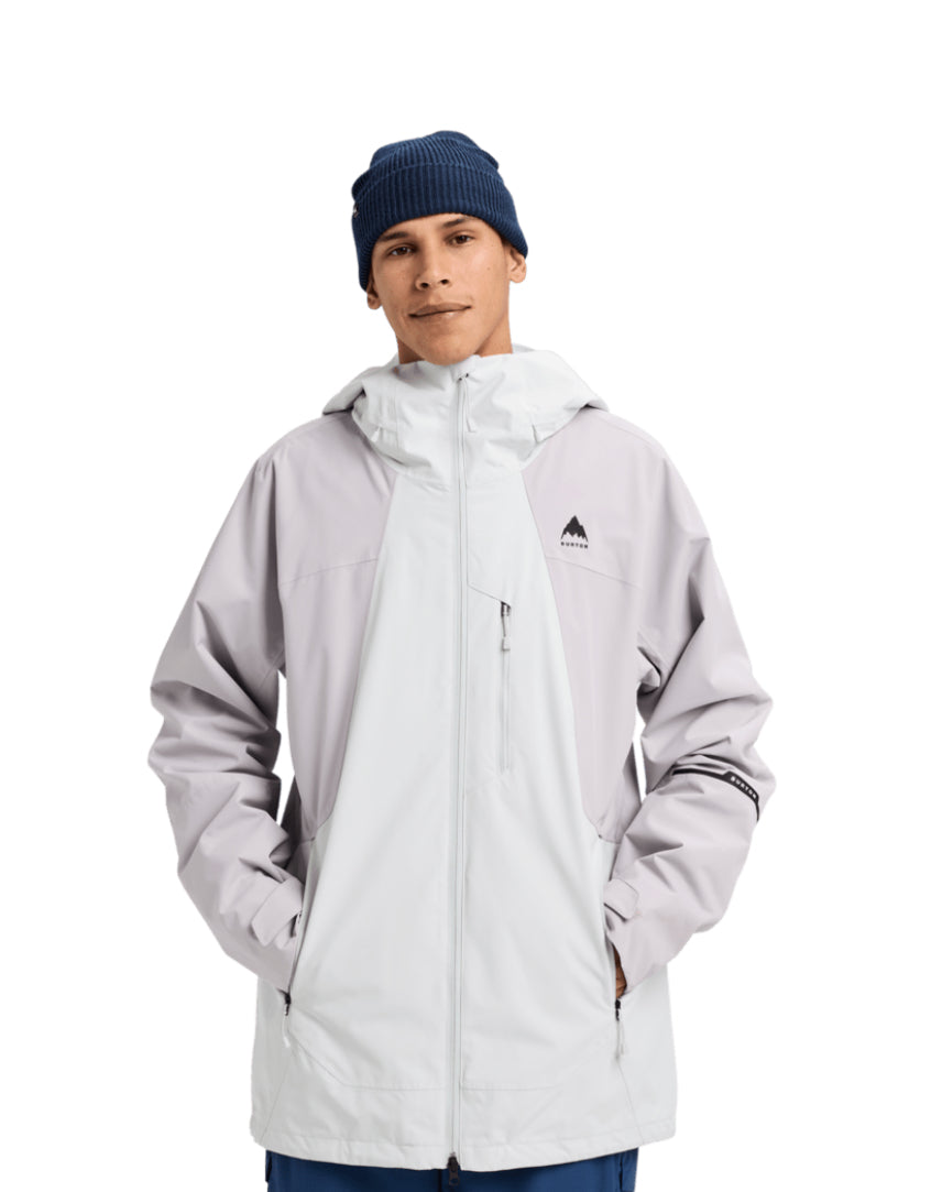 Burton Mens Reserve 2L Jacket Gray Cloud/White Lavender