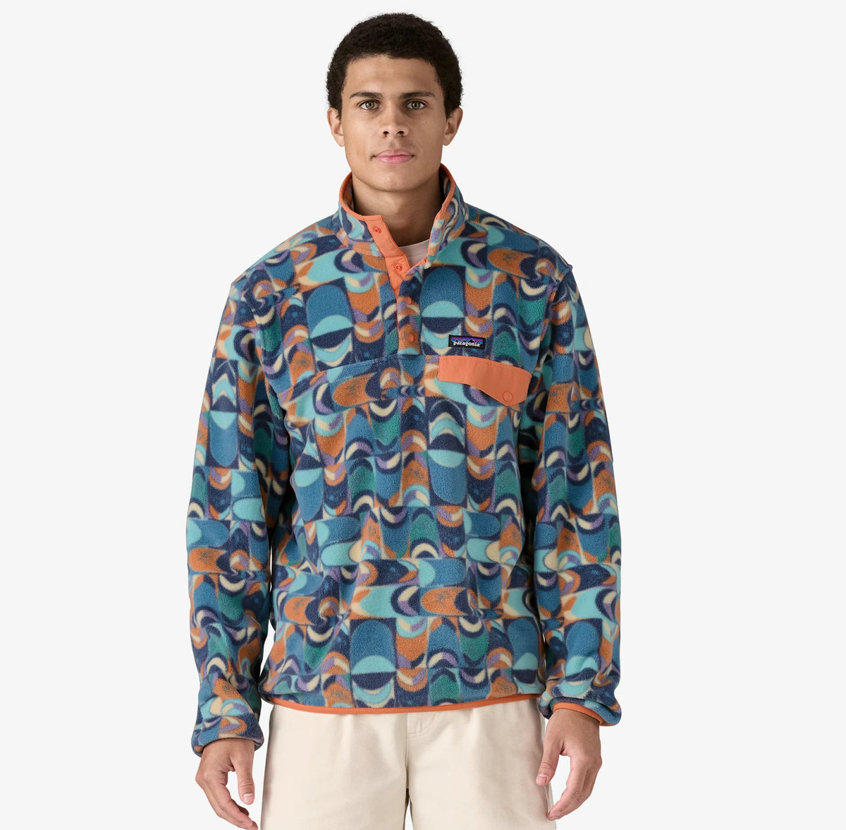 Patagonia Lightweight Synchilla Snap-T Pullover Swallowtail Geo: Still Blue