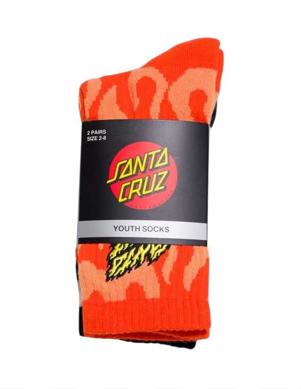 Santa Cruz Boys Flaming Stack Crew Sock 2 Pack