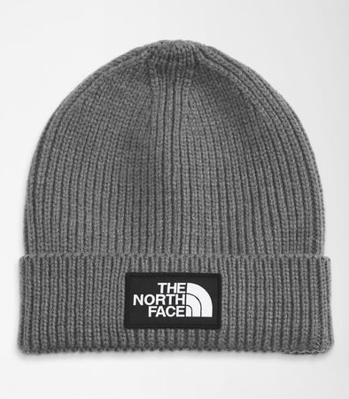 North Face Kids Logo Box Cuffed Beanie Medium Gray Heather