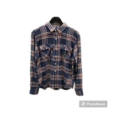 Brixton Bowery Long Sleeve Flannel Washed Navy/Terracotta