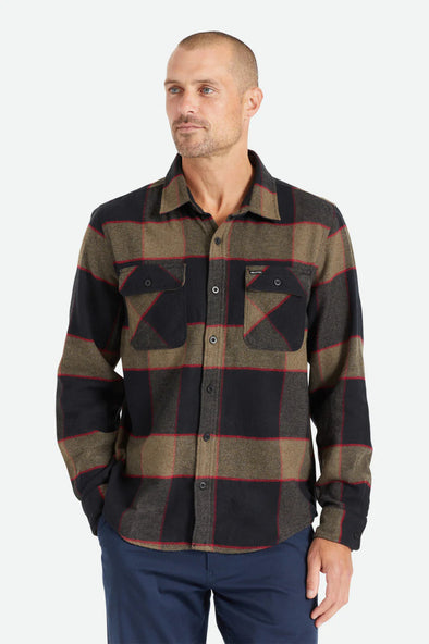 Brixton Bowery Long Sleeve Flannel Heather Grey/Charcoal