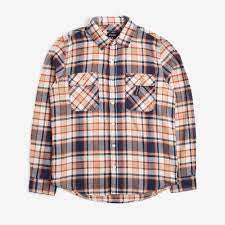 Brixton Bowery Flannel Washed Navy/Sepia/Off White