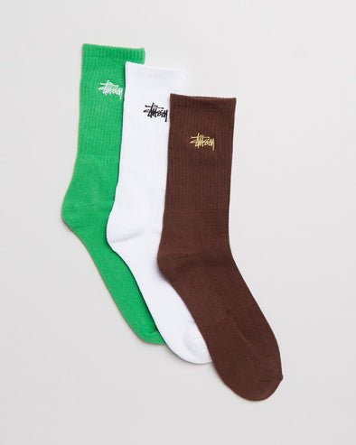 Stussy Mens Graffiti Sock 3PK Green/Brown/White