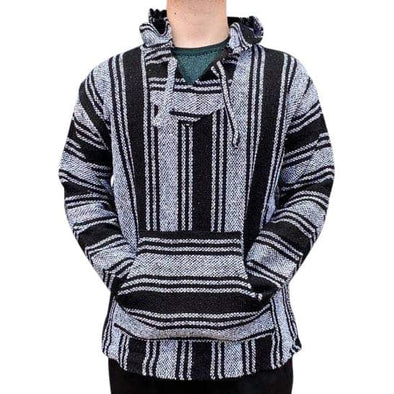 Mexican Baja Hoodie Black/White Stripe