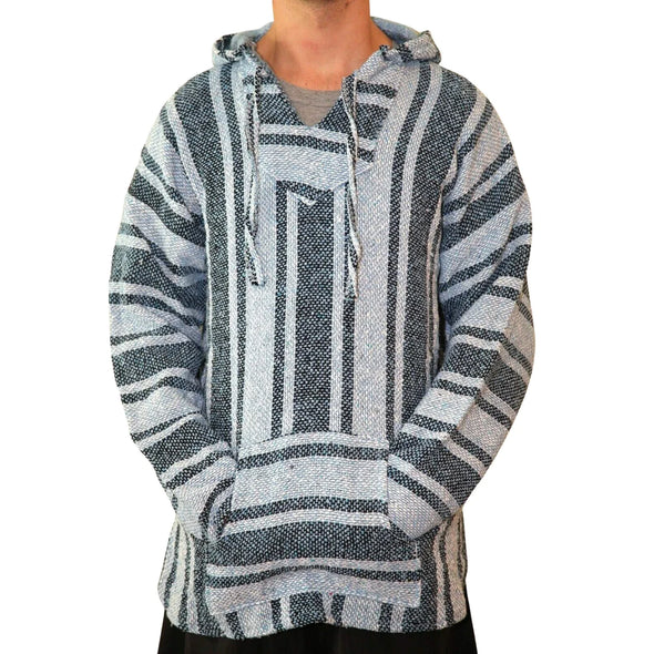 Mexican Baja Hoodie Blue/Black Stripe