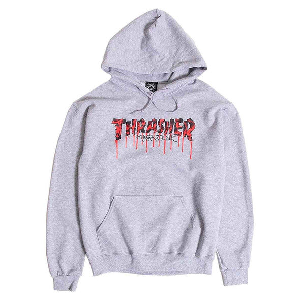 Thrasher Blood Drip Logo Hood Ash Gray