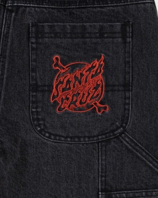 Santa Cruz Boys Crossbone Dot Mono Jean Short Washed Black