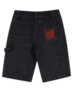 Santa Cruz Boys Crossbone Dot Mono Jean Short Washed Black