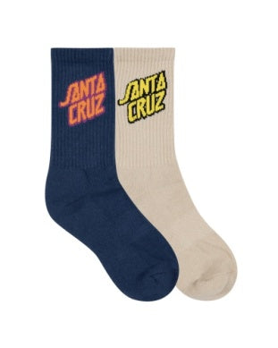 Santa Cruz Summer 76 Stack Crew Sock 2 Pack Dark Blue/Natural