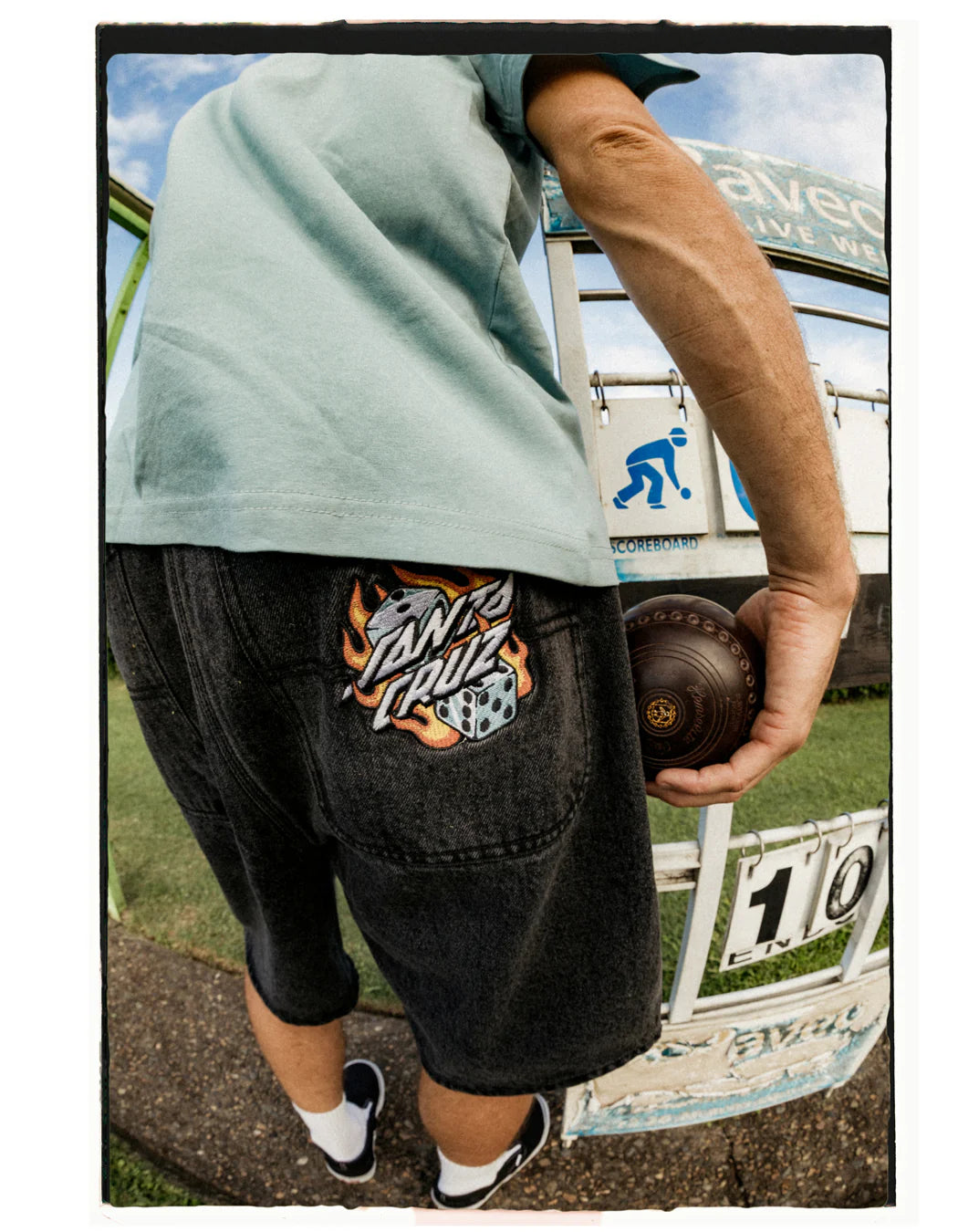 Santa Cruz Flaming Dice Dot Jean Short