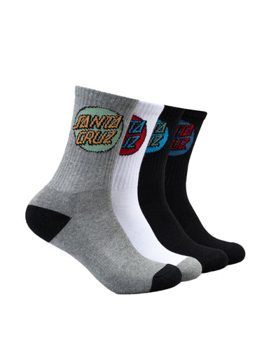 Santa Cruz Youth Other Dot 4 Pack Socks Black/White/Gmarle