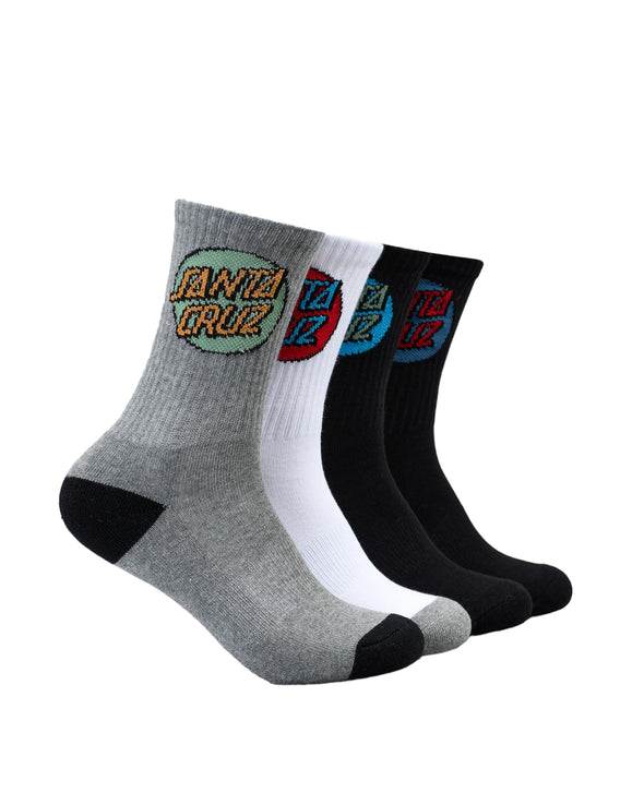 Santa Cruz Youth Other Dot 4 Pack Socks Black/White/Gmarle