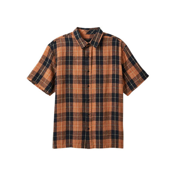 Brixton Cru Linen Blend S/S Shirt Black/Rust/Orange