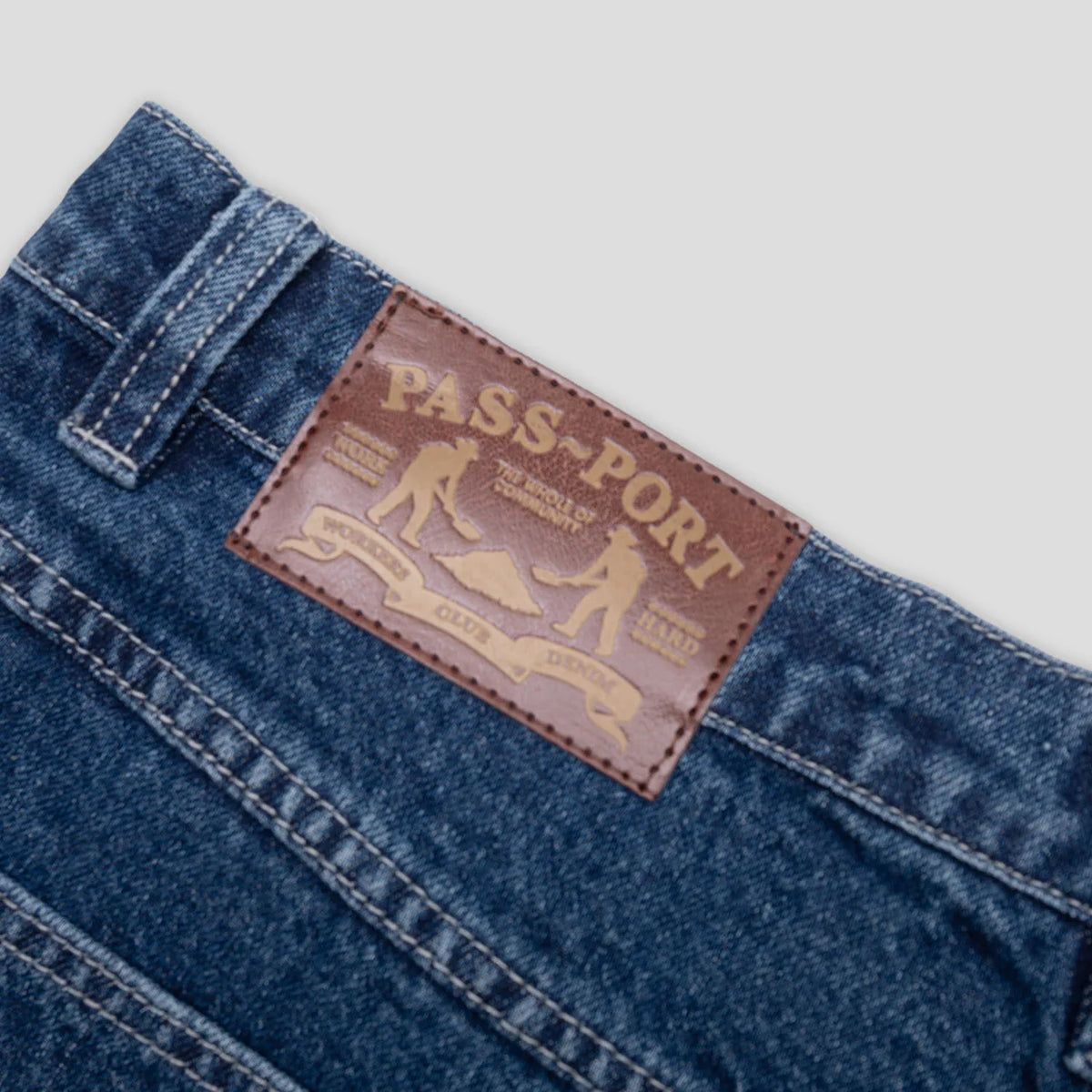 PASS~PORT Workers Club Jean Short Faded Wash Dark Indigo