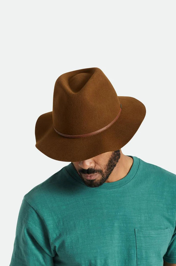 Brixton Wesley Packable Fedora Coffee