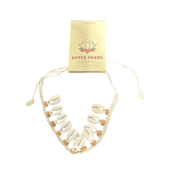 Lotus Pearl Cowrie Crown Bracelet White