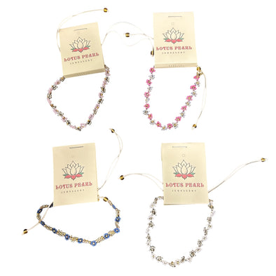 Lotus Pearl Flower Chain Bracelet set
