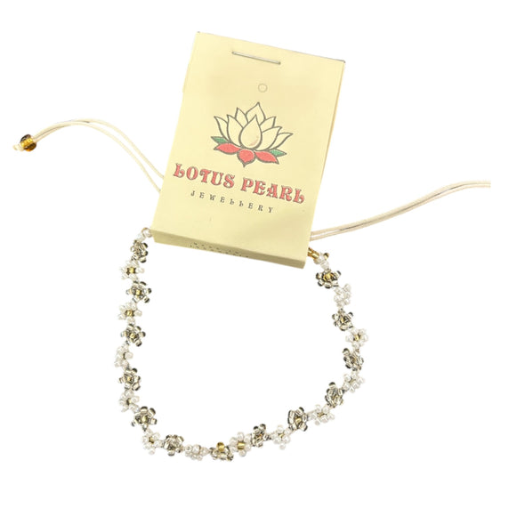 Lotus Pearl Flower Chain Bracelet set