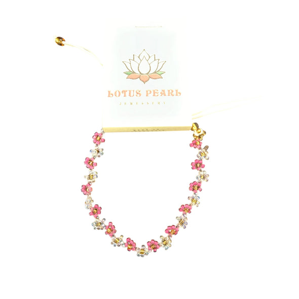 Lotus Pearl Flower Chain Bracelet set