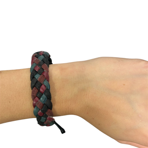 Lotus Pearl Leather Triple Braided Bracelet