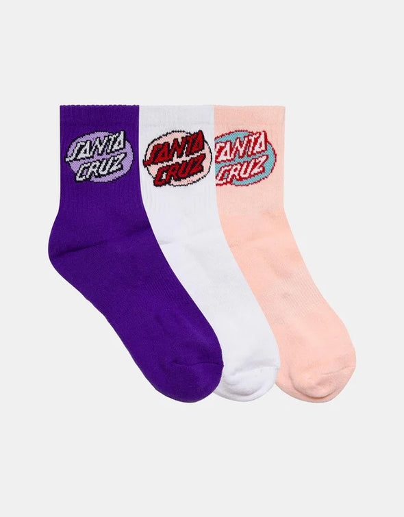 Santa Cruz Oval Dot Mid Sock 3-Pack Pink Coral-White-Iris
