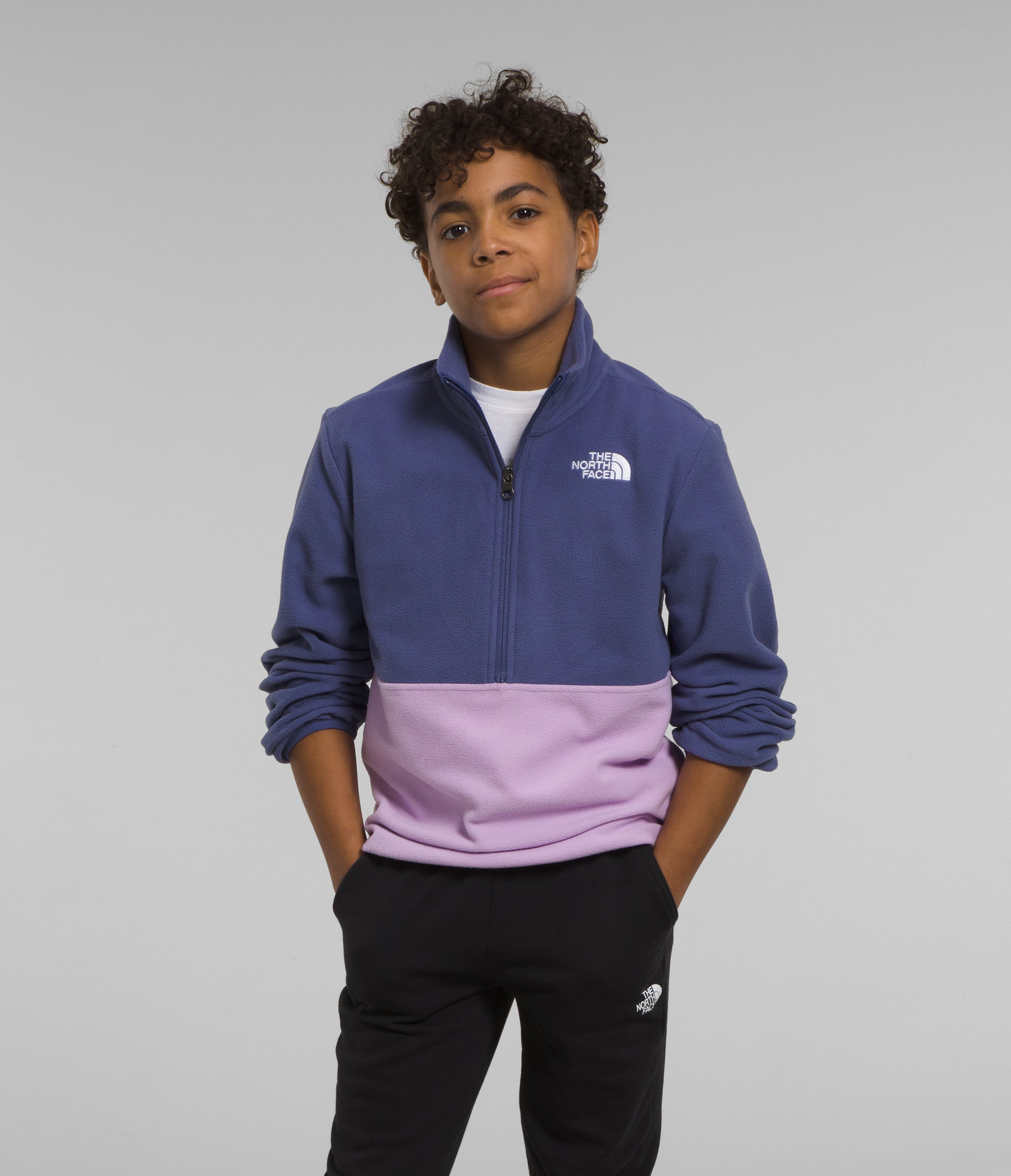 The North Face Teen Glacier Polar Fleece 1 4 Zip Cave Blue Whiteroom Snow