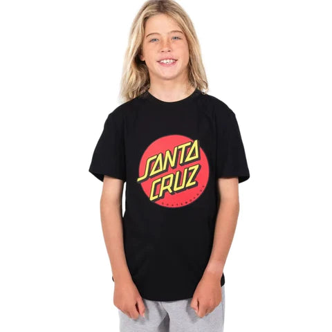 Santa Cruz Youth Classic Dot Front Tee Black