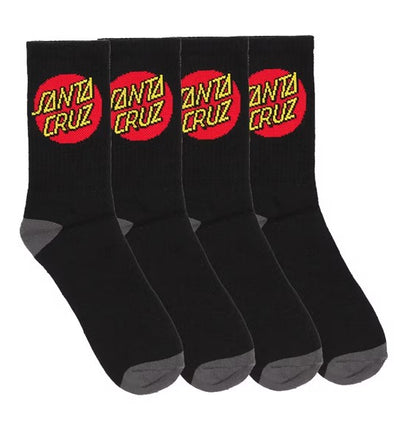 Santa Cruz Youth 2-8 Classic Dot Black 4 Pack Socks