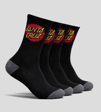 Santa Cruz Mens 7-11 Classic Dot Black 4 Pack Socks