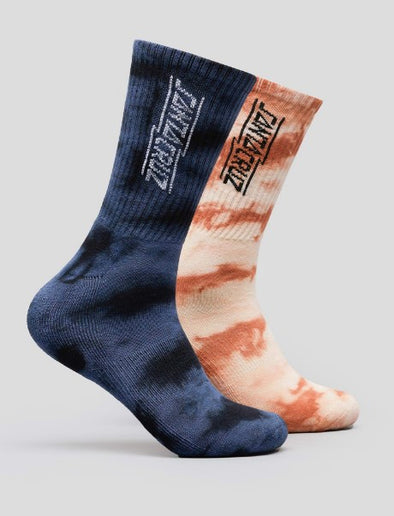 Santa Cruz Men's Original Strip 2 Pack Socks Navy/Tie Dye