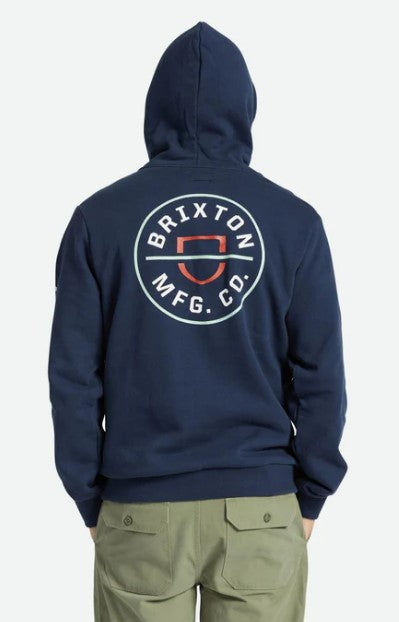 Brixton Crest Hood Washed Navy / White Mineral Grey