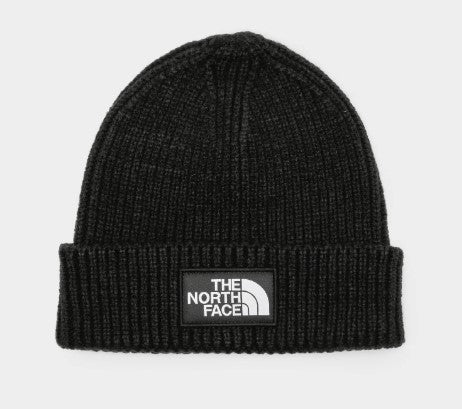 North Face Logo Box Cuffed Beanie Black