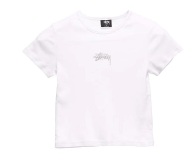 Stussy Graffiti Rib Tee White Silver