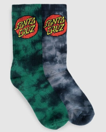 Santa Cruz Classic Dot Green Tie Dye 2 Pack Youth (2-8) Socks